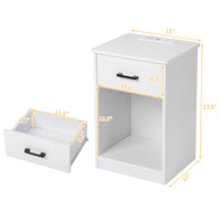 FCH 40*35*60cm Particleboard Pasted Triamine Single Drawer With Socket With LED Light Bedside Table White