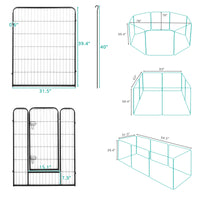 40" Dog Pet Playpen Heavy Duty Metal Exercise Fence Hammigrid 8 Panel Silver