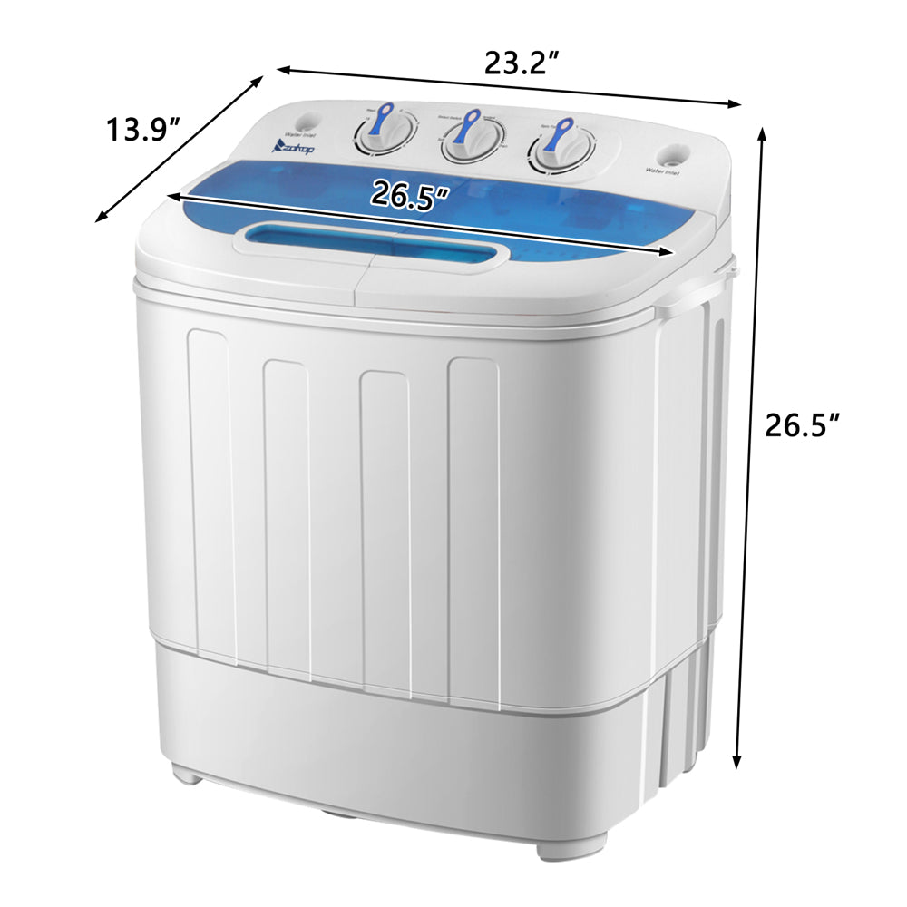 Compact Twin Tub with Built-in Drain Pump XPB46-RS4 15Lbs Semi-automatic Twin Tube Washing Machine US Standard White & Blue