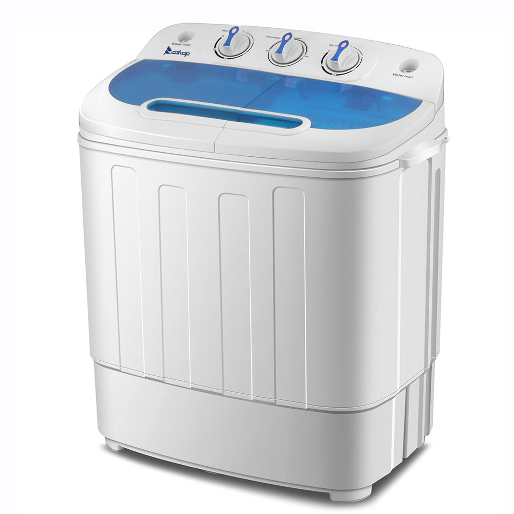 Compact Twin Tub with Built-in Drain Pump XPB46-RS4 15Lbs Semi-automatic Twin Tube Washing Machine US Standard White & Blue