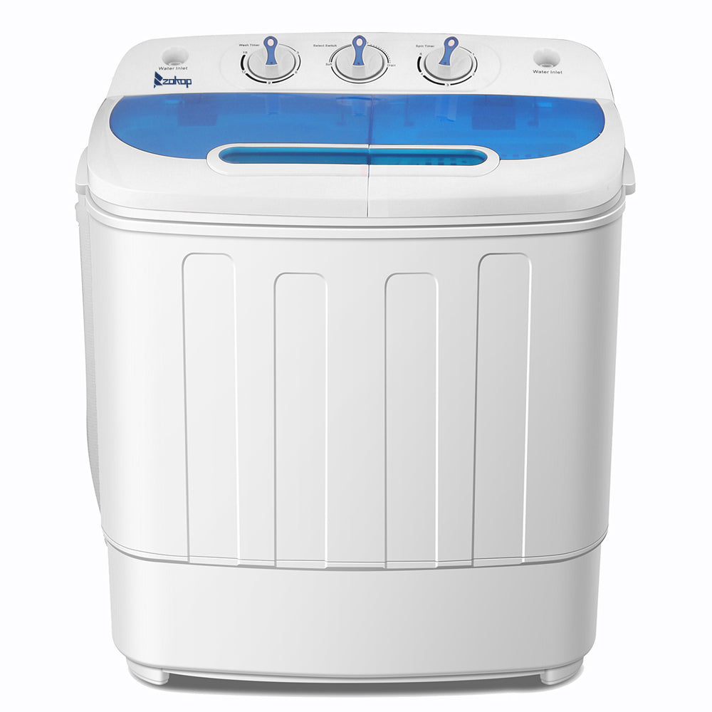 Compact Twin Tub with Built-in Drain Pump XPB46-RS4 15Lbs Semi-automatic Twin Tube Washing Machine US Standard White & Blue