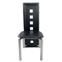 4pcs long backrest square hollow decoration PU leather dining chair round tube black cushion electroplating chair leg N201（Replace encoding13029118）