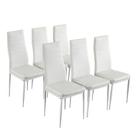 6pcs Elegant Assembled Stripping Texture High Backrest Dining Chairs B White(Replace encoding: 36210827)