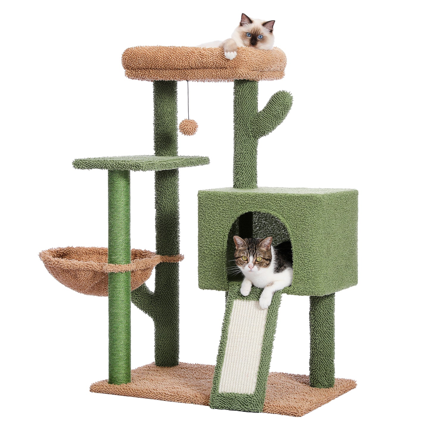 Cactus Cat Tree Cat Tower with Sisal Covered Scratching Post and Cozy Condo Cat Climbing Stand with Plush Perch &Soft Hammock for Indoor Cats(Minimum Retail Price for US: USD 79.99)