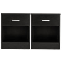 2pcs Night Stands with Drawer Black