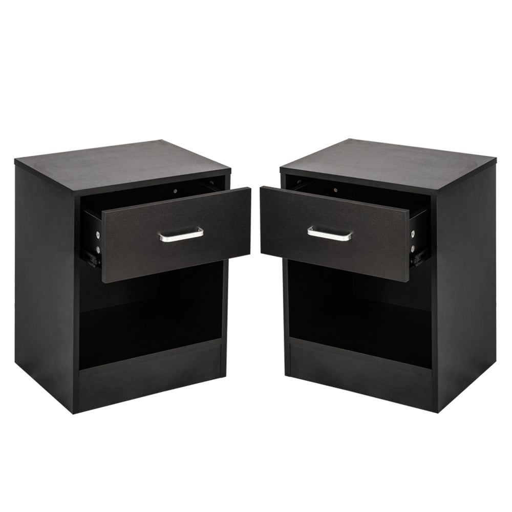 2pcs Night Stands with Drawer Black