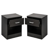 2pcs Night Stands with Drawer Black