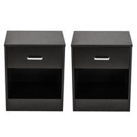 2pcs Night Stands with Drawer Black