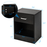 2pcs Night Stands with Drawer Black