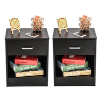 2pcs Night Stands with Drawer Black