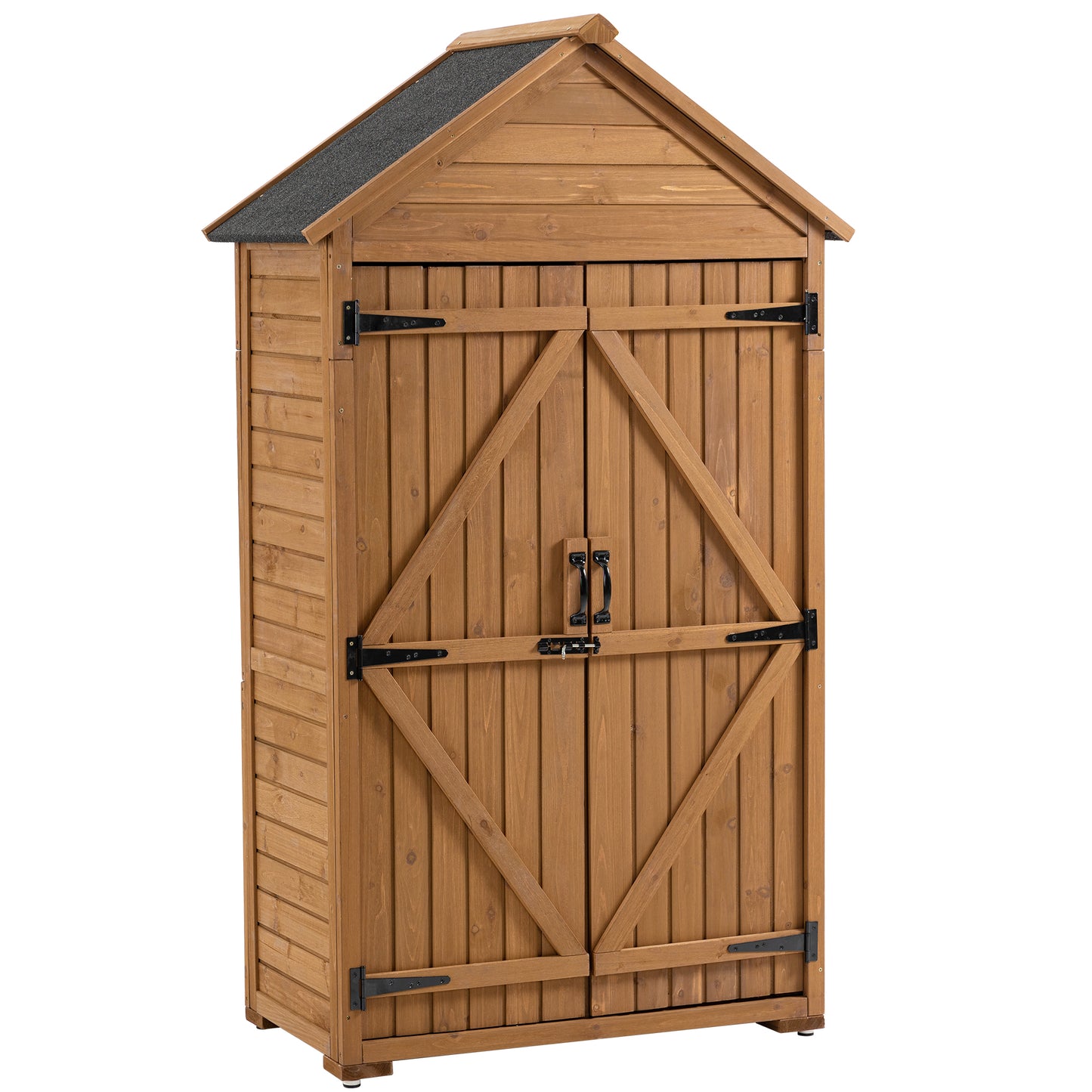 39.56"L x 22.04"W x 68.89"H Outdoor Storage Cabinet Garden Wood Tool Shed Outside Wooden Closet with Shelves and Latch, Gray