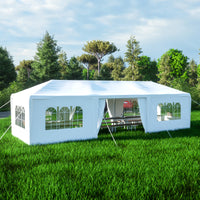 10 x 30 FT Garden Party Event Tent for Gatheration, Outdoor Gazebo Capony with 5 Sidewalls, White