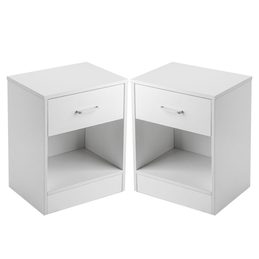 2pcs Night Stands with Drawer White