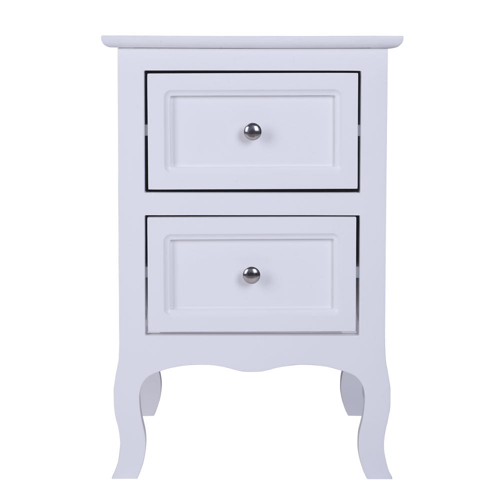 Country Style Two-Tier Night Table Large Size White