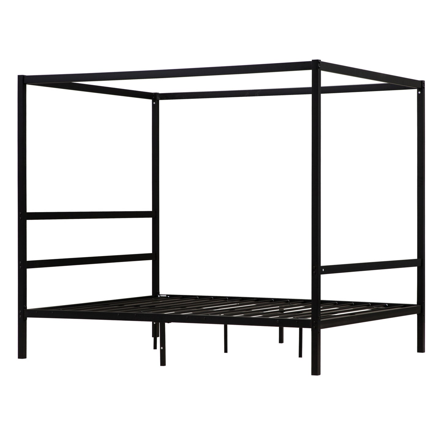 Square Tube Mosquito Net Bed Three Horizontal Bed Head Single Horizontal Bed Tail King Black Iron Bed