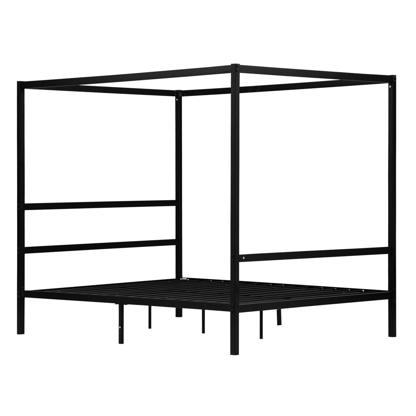 Square Tube Mosquito Net Bed Three Horizontal Bed Head Single Horizontal Bed Tail King Black Iron Bed