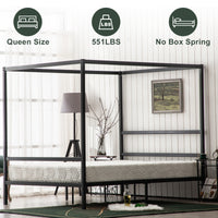 Square Tube Mosquito Net Bed Three Horizontal Bed Head Single Horizontal Bed Tail King Black Iron Bed