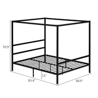 Square Tube Mosquito Net Bed Three Horizontal Bed Head Single Horizontal Bed Tail King Black Iron Bed