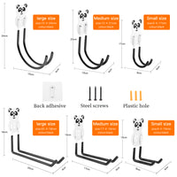 Self-adhesive non-marking hooks,cute and safe panda heavy object hooks,strong rotatable hooks for garage storage, garden, fence, flower stand hooks, family children's backpack hooks,