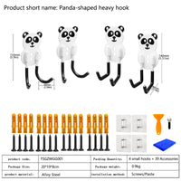 Self-adhesive non-marking hooks,cute and safe panda heavy object hooks,strong rotatable hooks for garage storage, garden, fence, flower stand hooks, family children's backpack hooks,