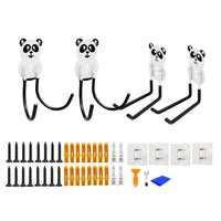 Self-adhesive non-marking hooks, cute and safe panda heavy object hooks, strong rotatable hooks for garage storage, garden, fence, flower stand hooks, family children's backpack hooks, skateboards,