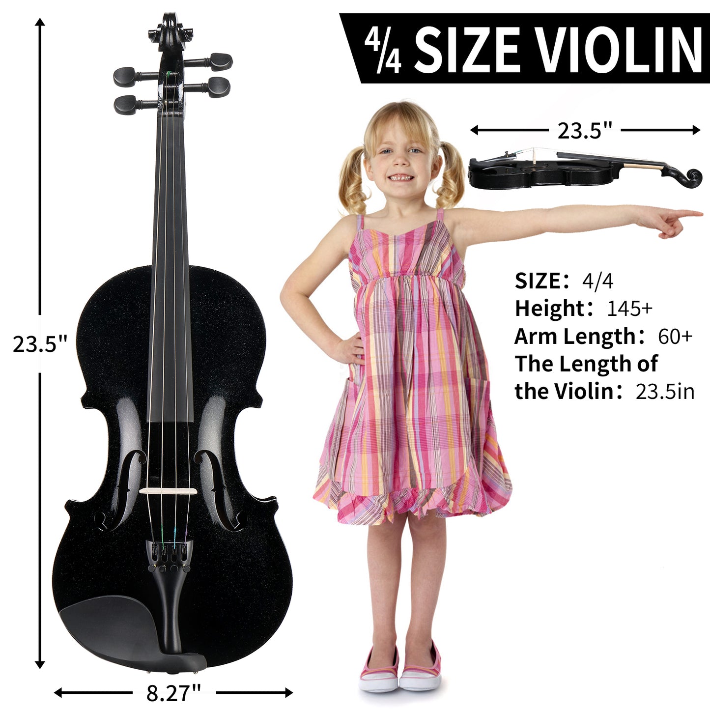 【Do Not Sell on AmazonFull Size 4/4 Violin Set for Adults Beginners Students with Hard Case,Violin Bow,Shoulder Rest,Rosin,Extra Strings and Sordine