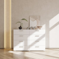 FCH 8 Drawer Double Dresser for Bedroom, Wide Storage Cabinet for Living Room Home Entryway, White