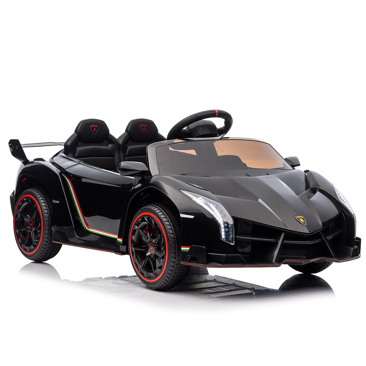 LEADZM Lamborghini Poison Small Dual Drive 12V 4.5AH with 2.4G Remote Control Sports Car Electric Car Black