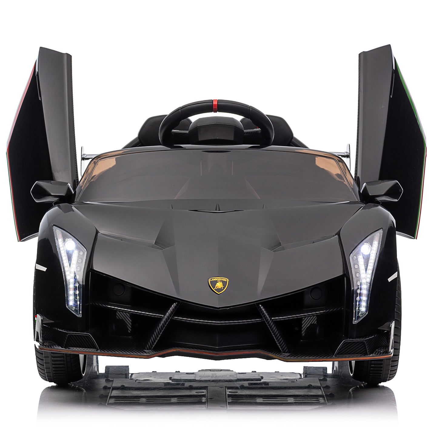 LEADZM Lamborghini Poison Small Dual Drive 12V 4.5AH with 2.4G Remote Control Sports Car Electric Car Black