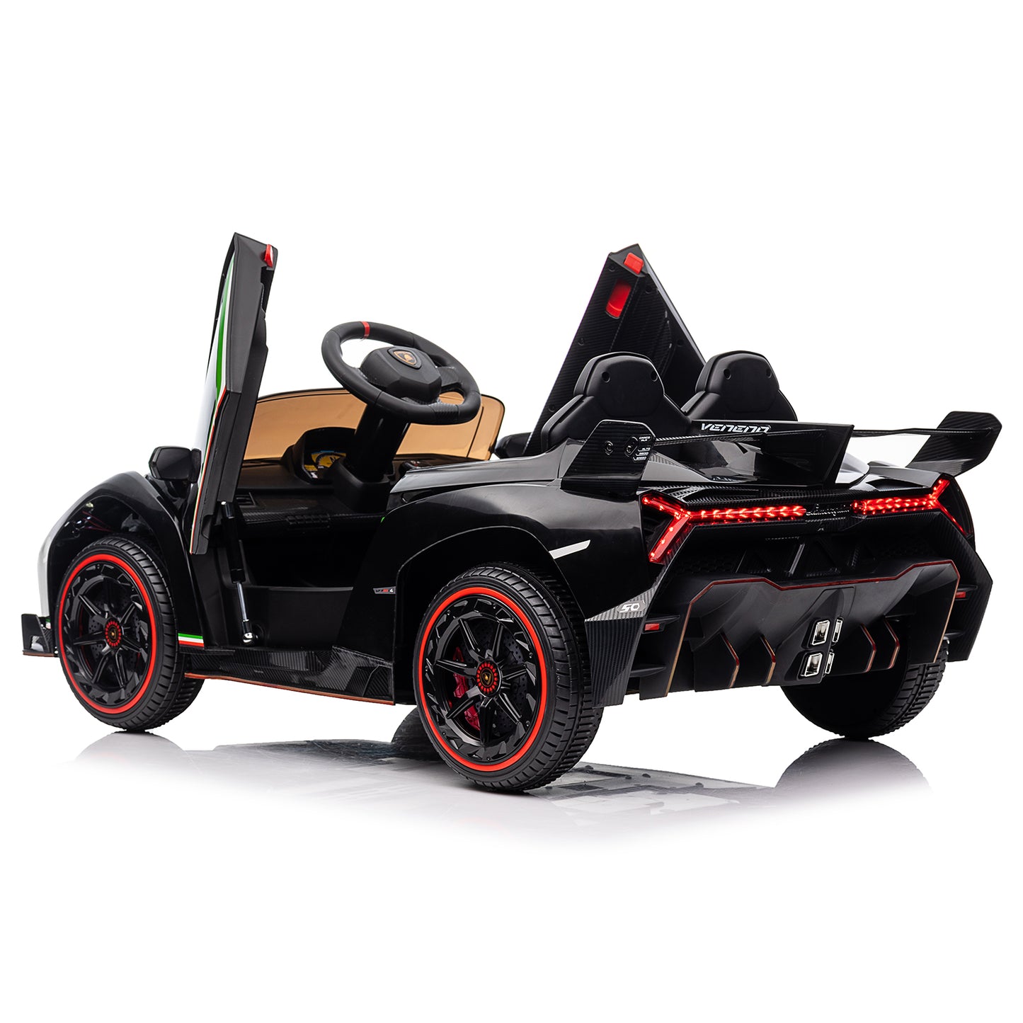 LEADZM Lamborghini Poison Small Dual Drive 12V 4.5AH with 2.4G Remote Control Sports Car Electric Car Black