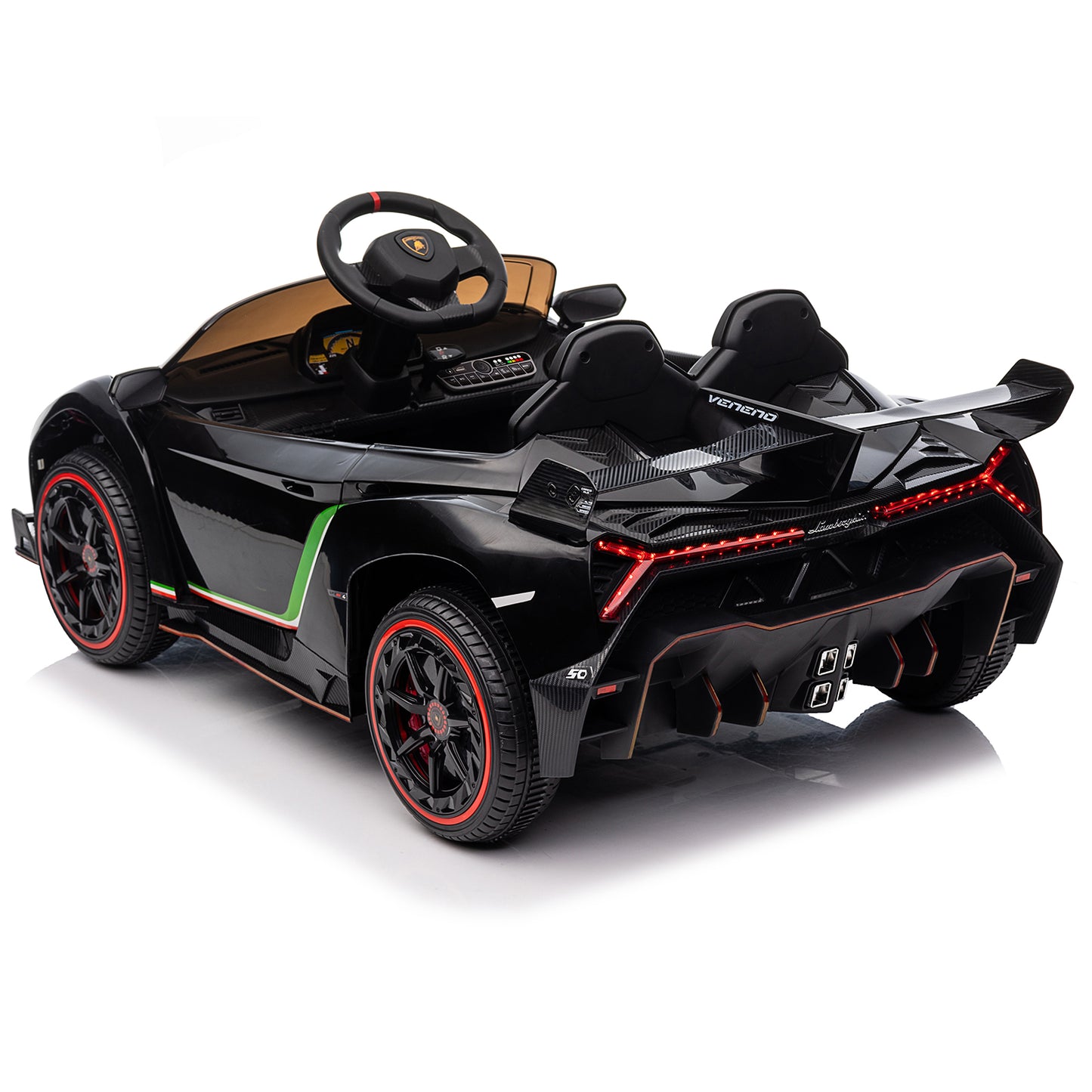 LEADZM Lamborghini Poison Small Dual Drive 12V 4.5AH with 2.4G Remote Control Sports Car Electric Car Black