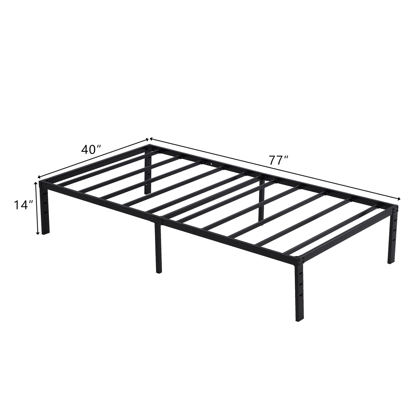 190.5*96.5*35.5cm Bed Height 14" Simple Basic Iron Bed Frame Iron Bed Black