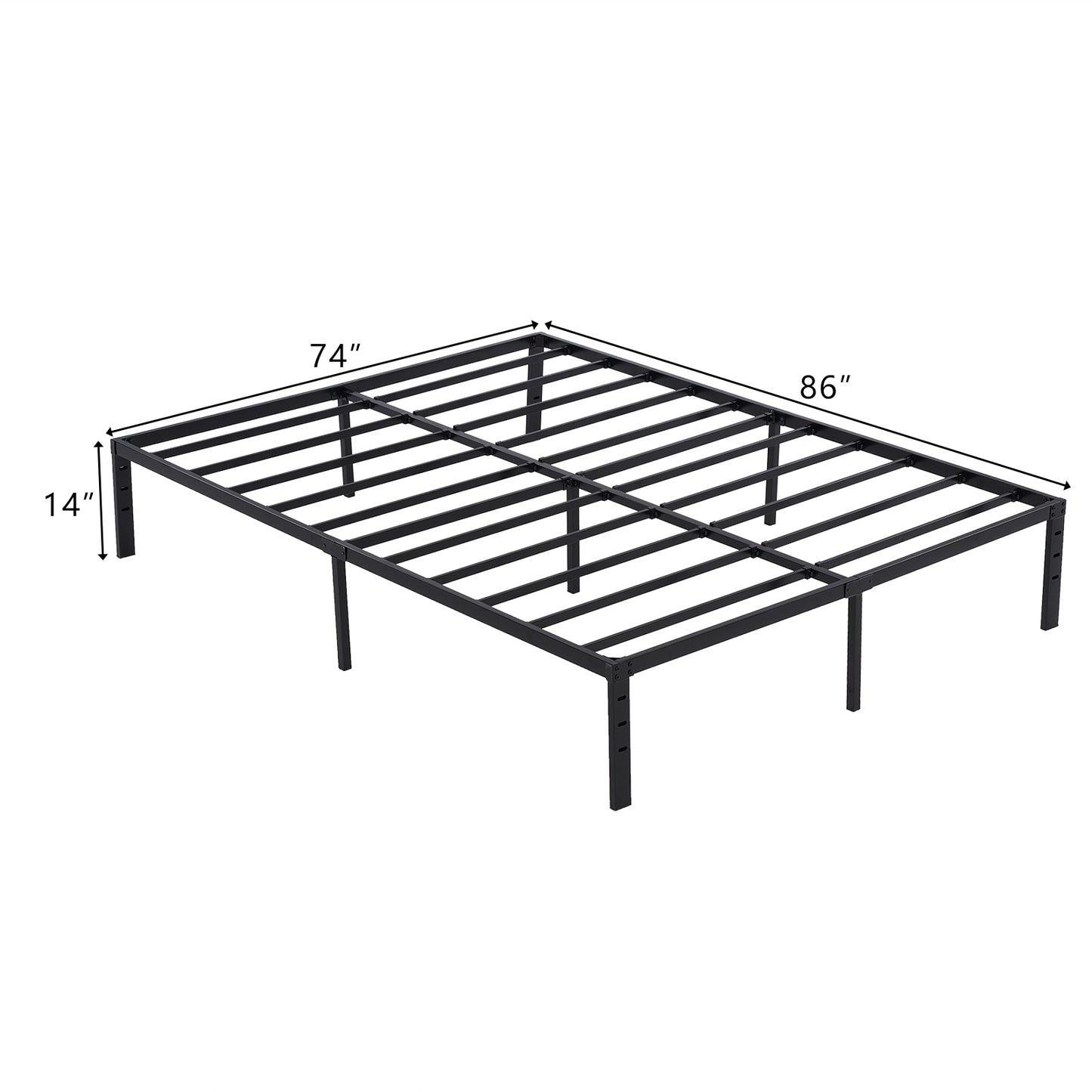 218.5*188*35.5cm Bed Height 14" Simple Basic Iron Bed Frame Iron Bed Black