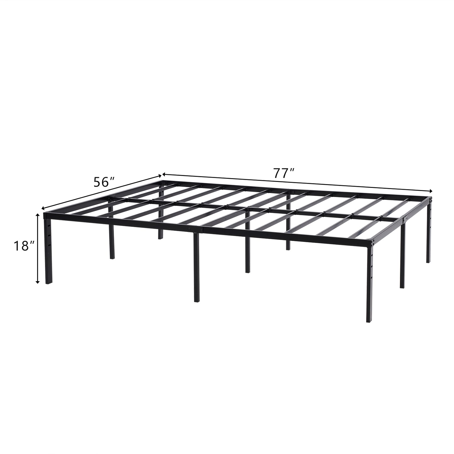 195.5*142.2*45.7cm Bed Height 18" Simple Basic Iron Bed Frame Iron Bed Black