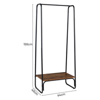 Clothes Rack with Wood Shelf, Freestanding Clothing Rack，Garment Rack, Standing Metal Sturdy Clothing Rack, Black