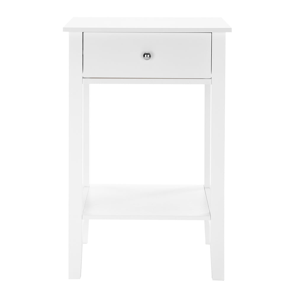 Two-layer Bedside Table Coffee Table with Drawer White