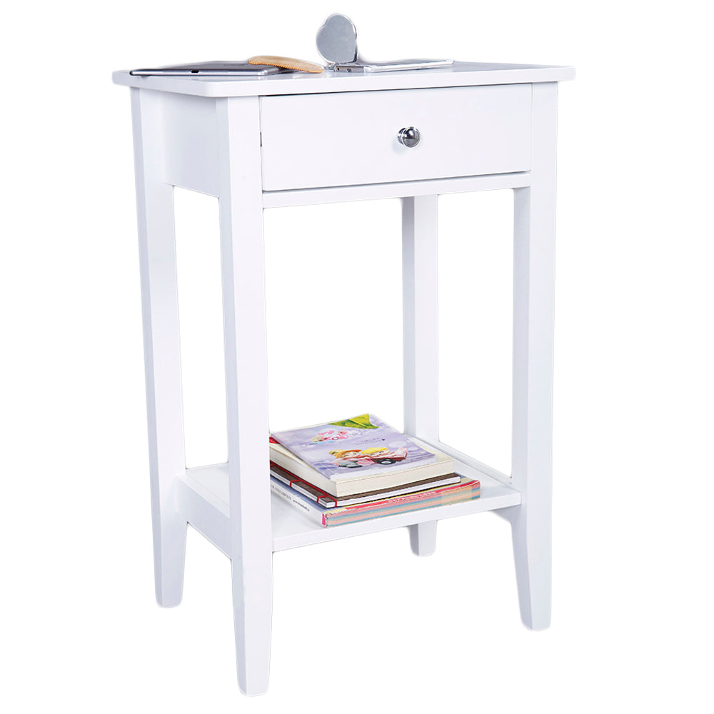 Two-layer Bedside Table Coffee Table with Drawer White