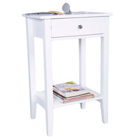 Two-layer Bedside Table Coffee Table with Drawer White