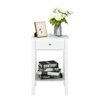 Two-layer Bedside Table Coffee Table with Drawer White