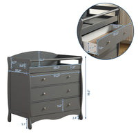 90*58*99cm Three Drawers With Seat Belt Baby Wooden Bed Nursing Table Grey(Replacement code: 84503576)