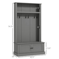 Storage Cabinet  Hall Tree Entryway Bench with Coat Rack, Gray-AS (Swiship-Ship)