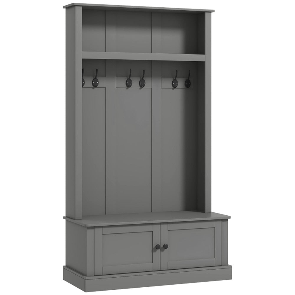 Storage Cabinet  Hall Tree Entryway Bench with Coat Rack, Gray-AS (Swiship-Ship)