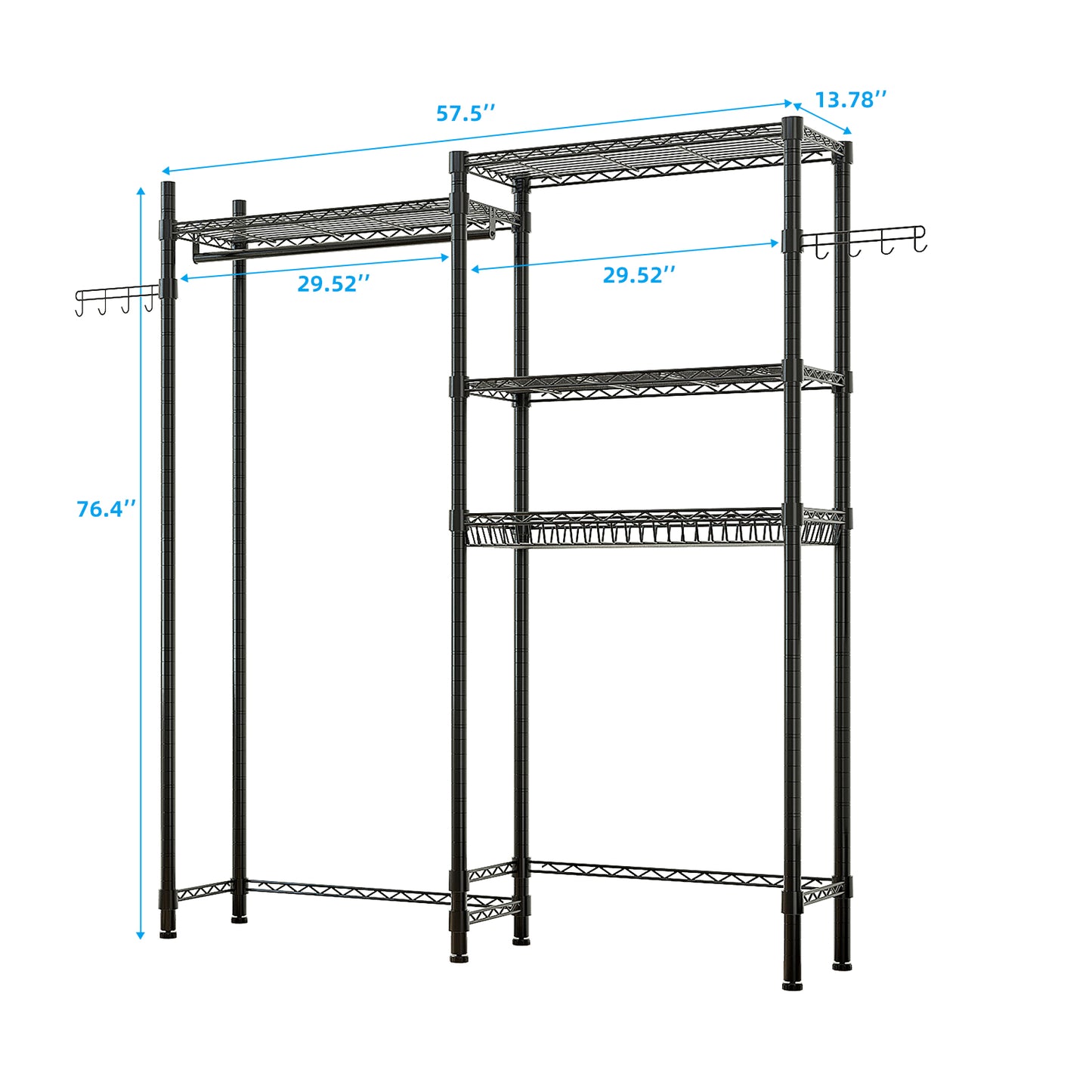 The Washer and Dryer Storage Shelf，Wire Garment Rack Heavy Duty Clothes Rack，Laundry Room Drying Rack，Bathroom Space Saving Rack，Closet Organizer Metal Garment Rack Portable Clothes Hanger Home Shelf