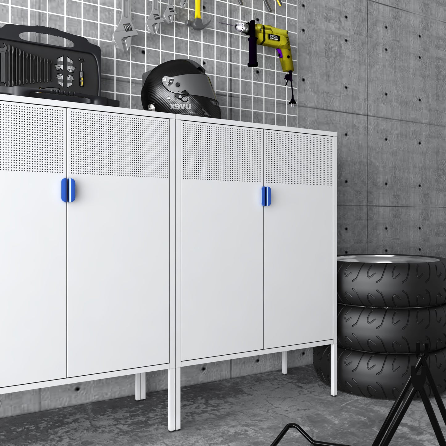 Metal Storage Locker Cabinet, Adjustable Shelves Free Standing Sideboard Steel Cabinets for Office,Home