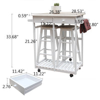 Foldable With Wooden Handle Semicircle Dining Cart With Round Stools White  Replacement code: 37144410