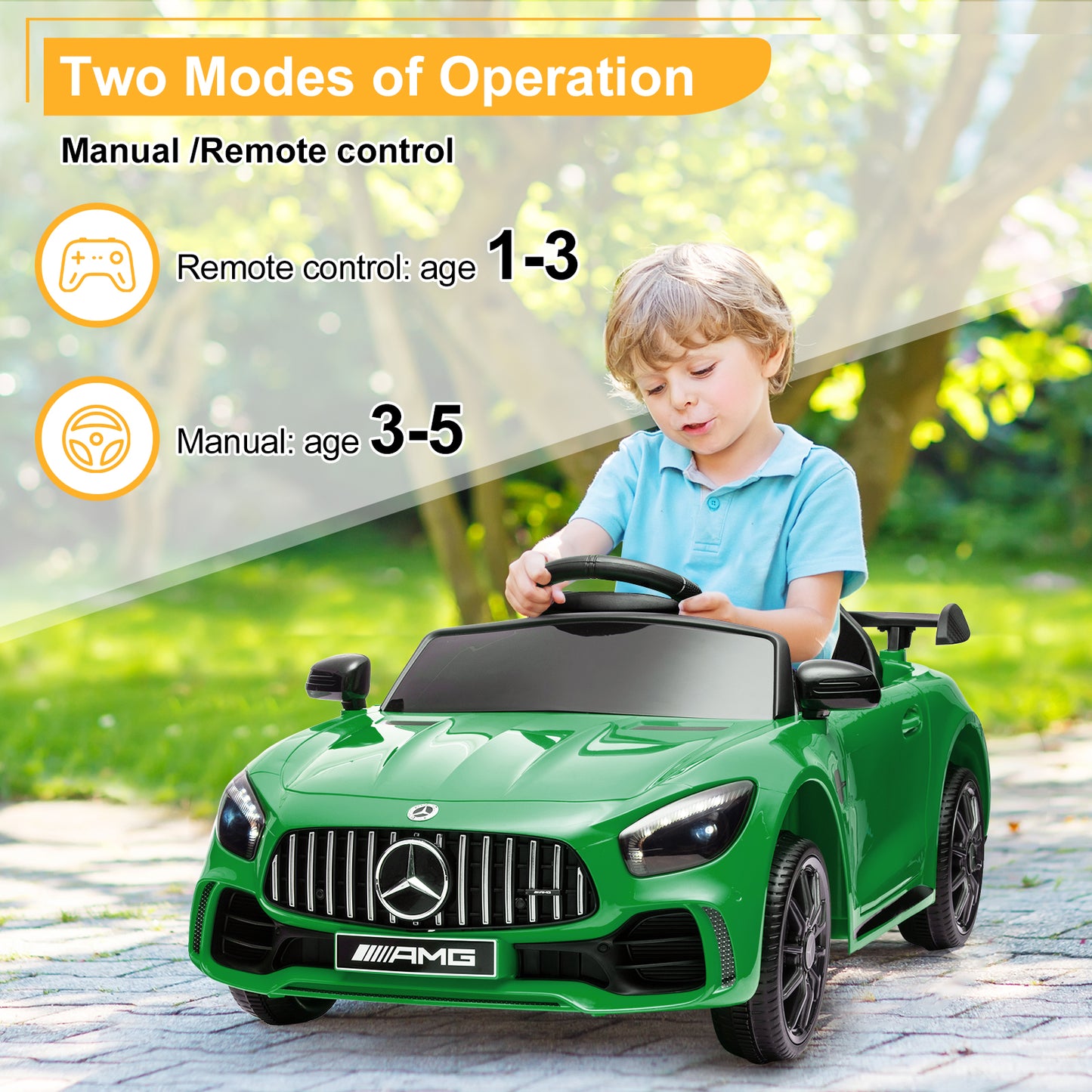 LEADZM Dual Drive 12V 4.5Ah with 2.4G Remote Control Mercedes-Benz Sports Car Green