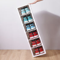 Plastic Stackable Shoe Storage Organizer for Closet，oldable Shoe Sneaker Containers Bins Holders (6 Tier, White)