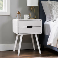 Wood Nightstand End Side Table with Drawer & Solid Wood Legs for Living Room, Bedroom