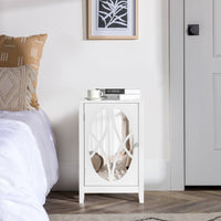 FCH 2pcs 38*33*60cm Density Board Spray Paint Smoked Mirror Single Door Carved Bedside Table White