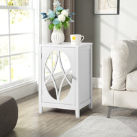 FCH 2pcs 38*33*60cm Density Board Spray Paint Smoked Mirror Single Door Carved Bedside Table White